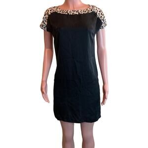 Just Cavalli Dress Size 40 4 US Black Leopard Print Bateau Neckline Mini Y2K